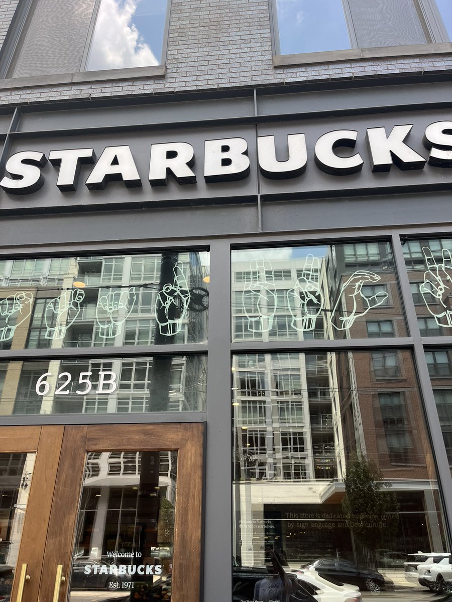 jacob_wass's tweet photo. Starbucks (H Street)

Rating: 10/10 ⭐️⭐️⭐️

Stumbled into Starbucks and noticed the cashier communicating with a coworker in sign language. Quickly realized everyone else was too

Turns out I’d walked into Starbucks’ Signing Store, where every employee is fluent in ASL. I placed my order by writing it on a tablet

This concept is incredible and there needs to be more of these across the country. One of the coolest places I’ve been to in DC