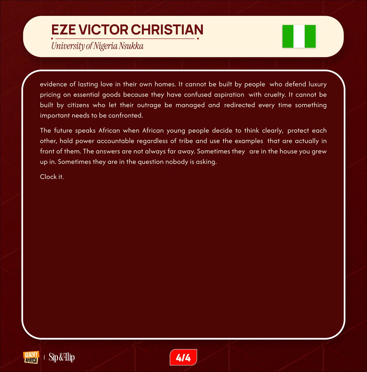 genzifyafrica's tweet photo. 7. Eze Victor Christian — University of Nigeria, Nsukka 🇳🇬 https://t.co/ykY8K4d9Gr