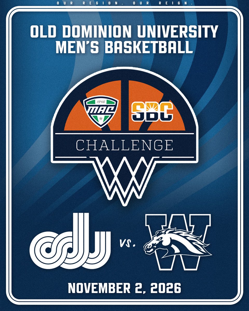 ODU_MBB's tweet photo. Old Dominion welcomes Western Michigan to Chartway Arena on November 2nd as the first round of the MAC-Sun Belt Challenge has been announced‼️🏀

🔗| https://t.co/3nBcp2u4Xl

#ODUSports | #Monarchs | #ReignOn https://t.co/5GEUQQsoSI