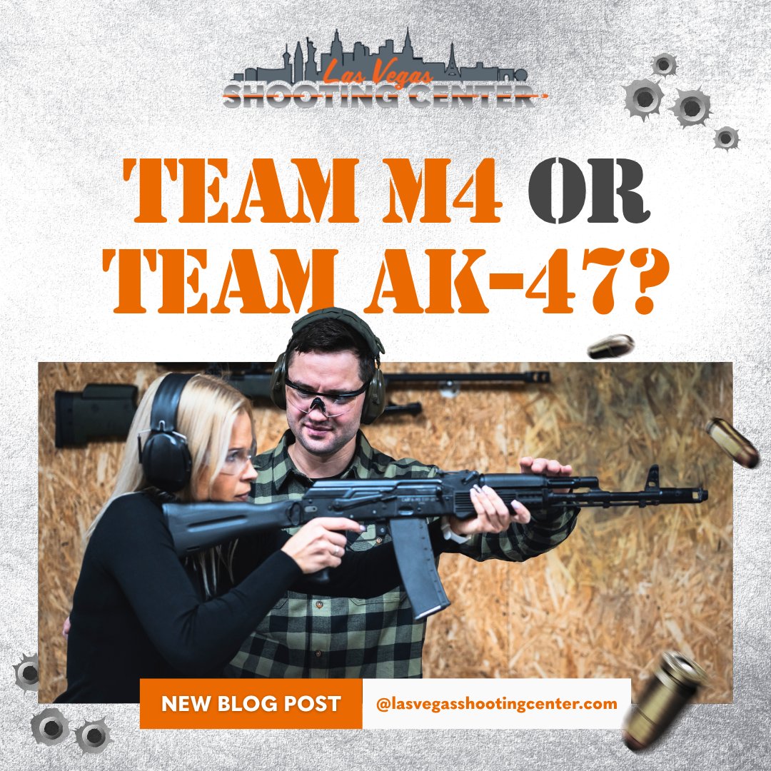 LVSC_Range's tweet photo. ⚔️ Team M4 or Team AK-47? Learn the key differences between these legendary rifles, from accuracy and recoil to handling and design. 
Read more: https://t.co/wYo4OeRTFx
#M4 #AK47 #VegasShooting https://t.co/Q1qJ2aFajC