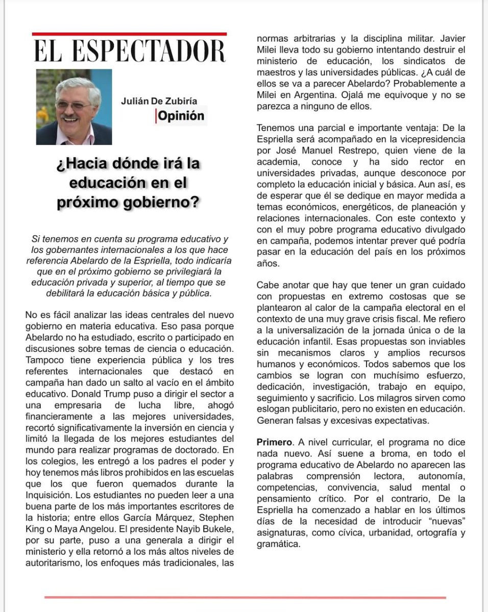 juliandezubiria's tweet photo. Después de revisar el programa de gobierno, declaraciones y referentes internacionales, resulta  evidente que el nuevo gobierno está interesado en fortalecer las competencias necesarias a comienzos del siglo XX y no del XXI: ¿Hacia dónde irá la educación en el próximo gobierno? https://t.co/jCV8xyfclc