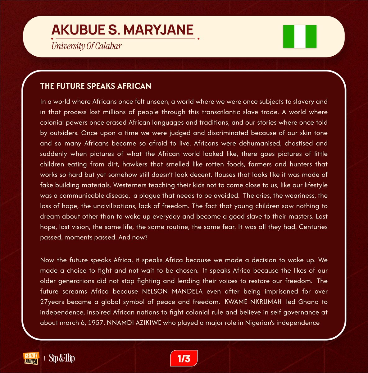 genzifyafrica's tweet photo. 9. Akubue S. Marijane — University of Calabar 🇳🇬 https://t.co/pAT9VC67Me