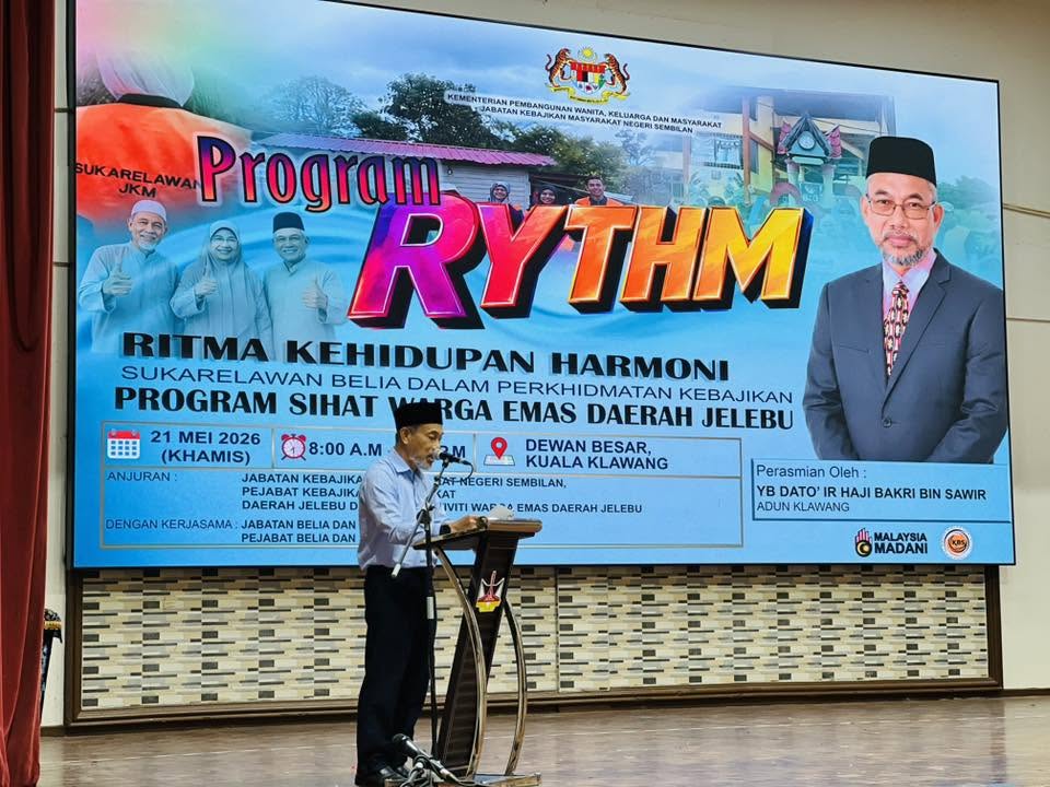 jbs_n9's tweet photo. PROGRAM RYTHM : RITMA KEHIDUPAN HARMONI SUKARELAWAN BELIA DALAM PERKHIDMATAN KEBAJIKAN SIHAT WARGA EMAS PERINGKAT DAERAH JELEBU 2026
Jelebu, 21 Mei 2026 – Program RHYTHM (Ritma Kehidupan Harmoni: Sukarelawan Belia dalam Perkhidmatan Kebajikan, Program Sihat Warga Emas). https://t.co/U6svXNksO7