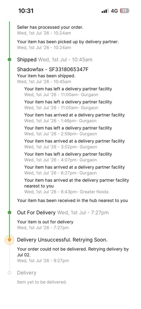 vazid_maher's tweet photo. @Flipkart

#Shadowfax has the worst delivery service. My order was supposed to be delivered yesterday, but it wasn’t delivered yesterday or even today.

This happens almost every time—orders are delivered 3–4 days after the promised delivery date. https://t.co/DSU9uIoP2i