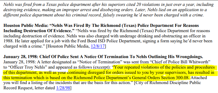 WillLewis_1976's tweet photo. @YourAnonNews According to his human resources file from the law enforcement job he was fired from in 1998, the only thing he was working hard at was being a liar &amp; shitty police officer that wouldn't follow supervisor orders.

https://t.co/YyWXg7R5fk https://t.co/nzRYHoSs5C