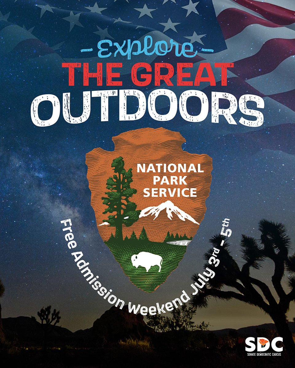 CASenateDems's tweet photo. California boasts 9 incredible national parks—more than any other state! 🏔️☀️

This holiday weekend (July 3–5), the National Park Service is offering free admission! It’s the perfect excuse to get outside and explore a park near you. 🎒✨

#CASenateDems #NationalParks #CALeg https://t.co/n4pyAgwUTC