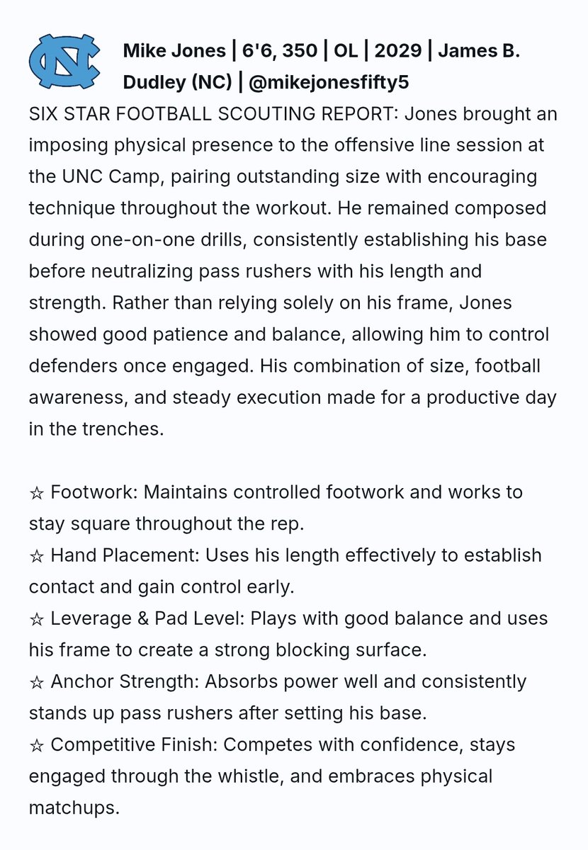 mikejones_OL's tweet photo. A lot of work left to put in to get where I want to be
@DBoyzFootball @BlairBoyz_Entp @willbradleysp @sixstarfootball #oline #trenches https://t.co/2nGCPj5OKn