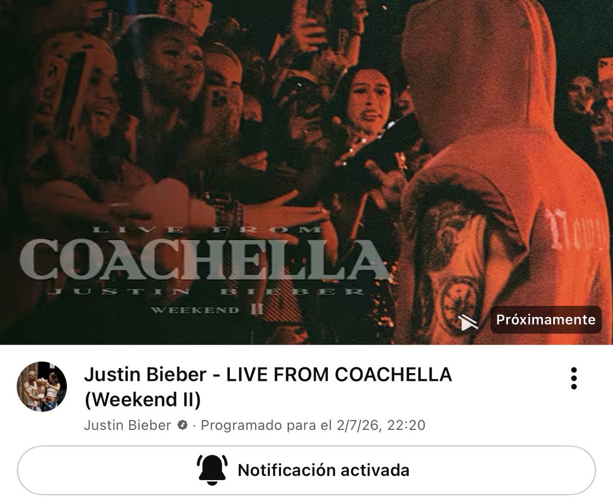 JustinBBolivia's tweet photo. ¡AHÍ VIENE! El live de la segunda semana del Coachella ya está en cuenta regresiva en el canal oficial de Justin Bieber en YouTube y comenzará a las 22h20.

¡Tan pronto como termine la transmisión, el álbum en vivo estará disponible en todas las plataformas digitales! https://t.co/FJyGLFiA2n