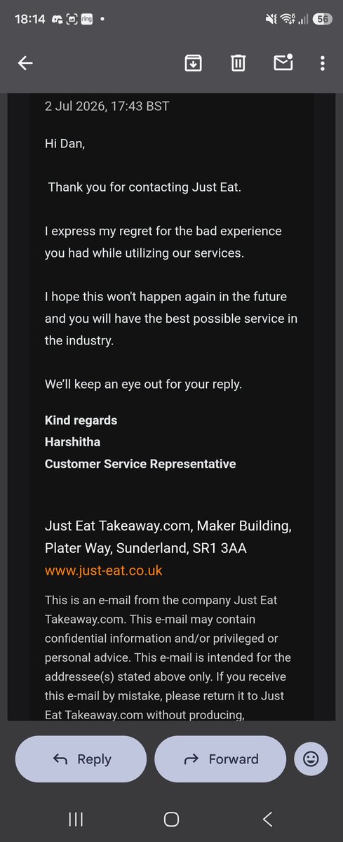 dan_85t's tweet photo. @JustEatUK just eat apologies but still reuses to refund missing items shocking customer service https://t.co/bRgpH3vCP9