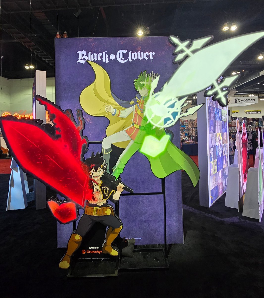BCloverActuFR's tweet photo. Un présentoir BLACK CLOVER est installé sur le stand de Crunchyroll à l'Anime Expo 2026. https://t.co/BSy6p6eJKi