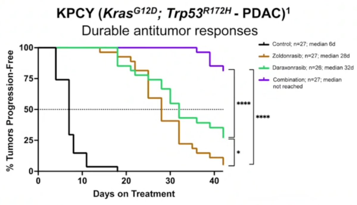 ESMO GI 2026 slide — Daraxonrasib and Zoldonrasib are both KRAS inhibitors, but giving them