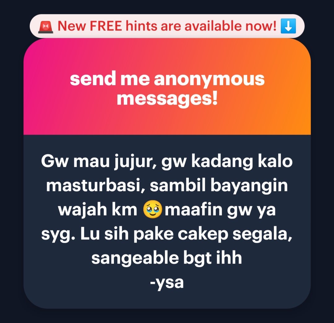 seccofed's tweet photo. wdyt guys?
btw dia ngeliat aku di akun utamaku (personal acc and ofc clean acc), tapi mau post di akun utama ga berani bjir karena dia se BAR BAR itu, jujur gw kalo lagi gabut suka baca ulang pesan pesan anonim itu, soalnya entah kenapa attractive bgt anjir https://t.co/FrN4J6AhDA
