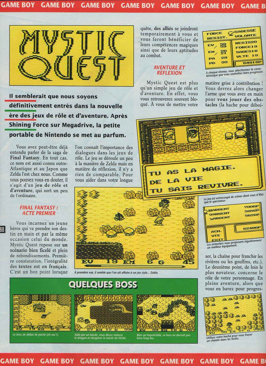 AllmightoFranky's tweet photo. En Juin 1993 sur #GameBoy sortait l'excellent #MysticQuest le premier volet de la saga #SeikenDentsetsu en France!Ici le test dans #PlayerOne par Wolfen et un 94%,puis celui dans #ConsolesPlus moins clément avec un 89% tout de même honorable!A demain pour un nouveau #RPG #Retro!! https://t.co/ySRIwXIZQz