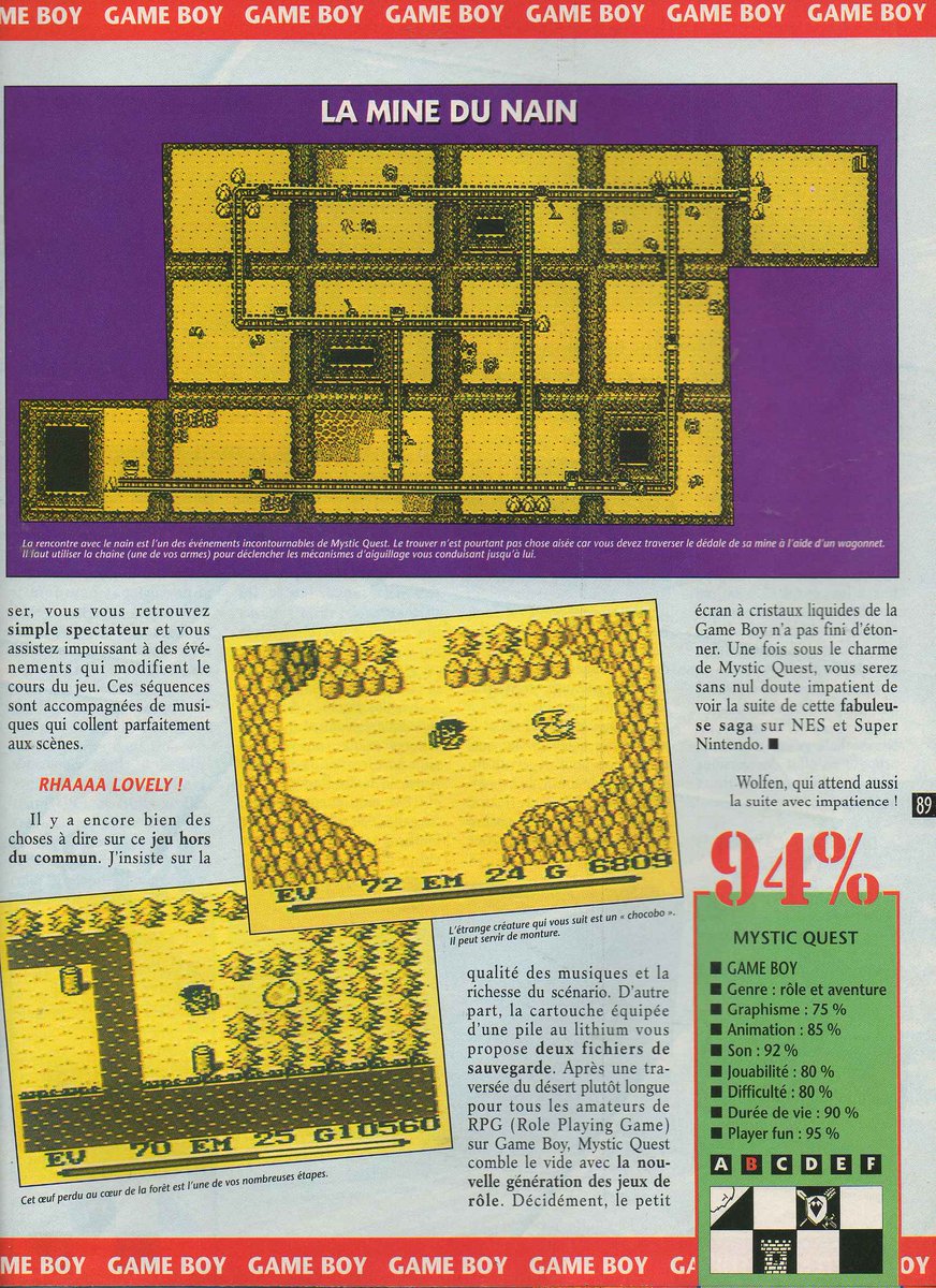 AllmightoFranky's tweet photo. En Juin 1993 sur #GameBoy sortait l'excellent #MysticQuest le premier volet de la saga #SeikenDentsetsu en France!Ici le test dans #PlayerOne par Wolfen et un 94%,puis celui dans #ConsolesPlus moins clément avec un 89% tout de même honorable!A demain pour un nouveau #RPG #Retro!! https://t.co/ySRIwXIZQz