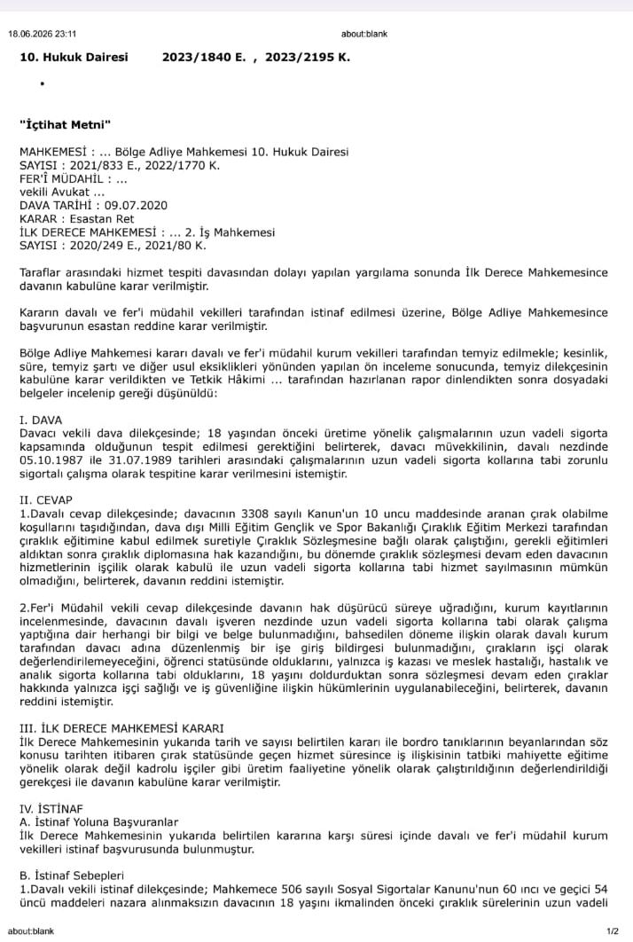 Akenginersin's tweet photo. Çırak abimiz çırak sürelerinde işçi gibi çalıştığını ispat ederek hakkını nasıl hukuk mücadelesiyle almış.
Okuyun...
Öğrenin.
Alabildiginizi alın,kullanmak istediğinizi kullanın.
Belki bizi de bu kararlar işçi yapar...
Yargıtay kararı görseldedir.
#StajÇıraklıkSgkBaşlangıcıOlsun https://t.co/ZCFBS7wbAe