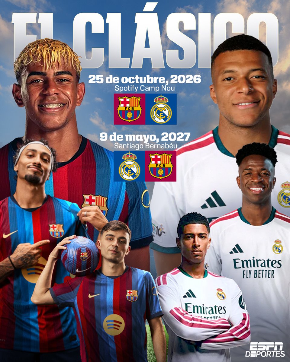 ESPNDeportes's tweet photo. El Clásico ya tiene fechas para la próxima temporada 🔥 https://t.co/rkYglXXS8Y