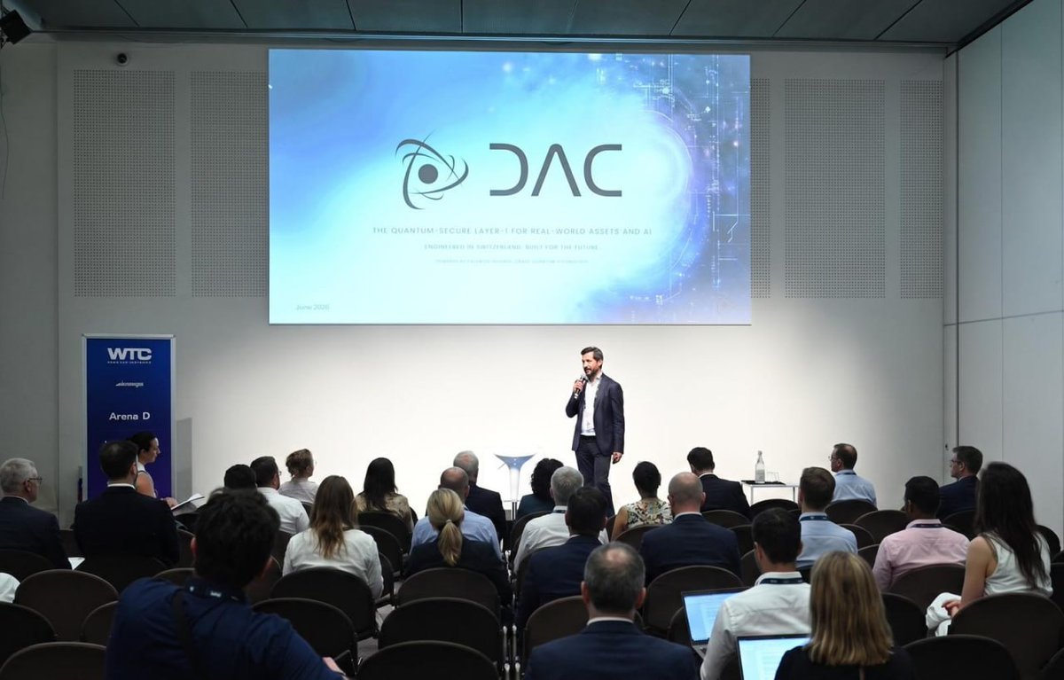 dac_chain's tweet photo. A throwback to @davide___costa on stage at the #WorldTechConference Milan, laying out what DAC is building for a post-quantum world.

The vision hasn't changed. https://t.co/1E1B6RId8Z