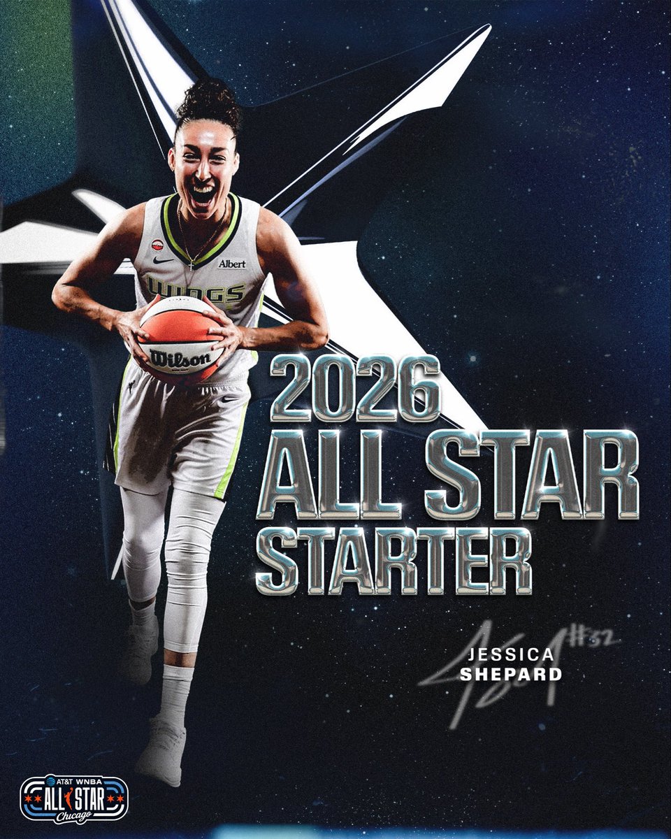 DallasWings's tweet photo. Our 𝑺𝑼𝑷𝑬𝑹𝑵𝑶𝑽𝑨 Jessica Shepard is making her All-Star debut &amp; as a STARTER 💫 https://t.co/s47GxkEFPw