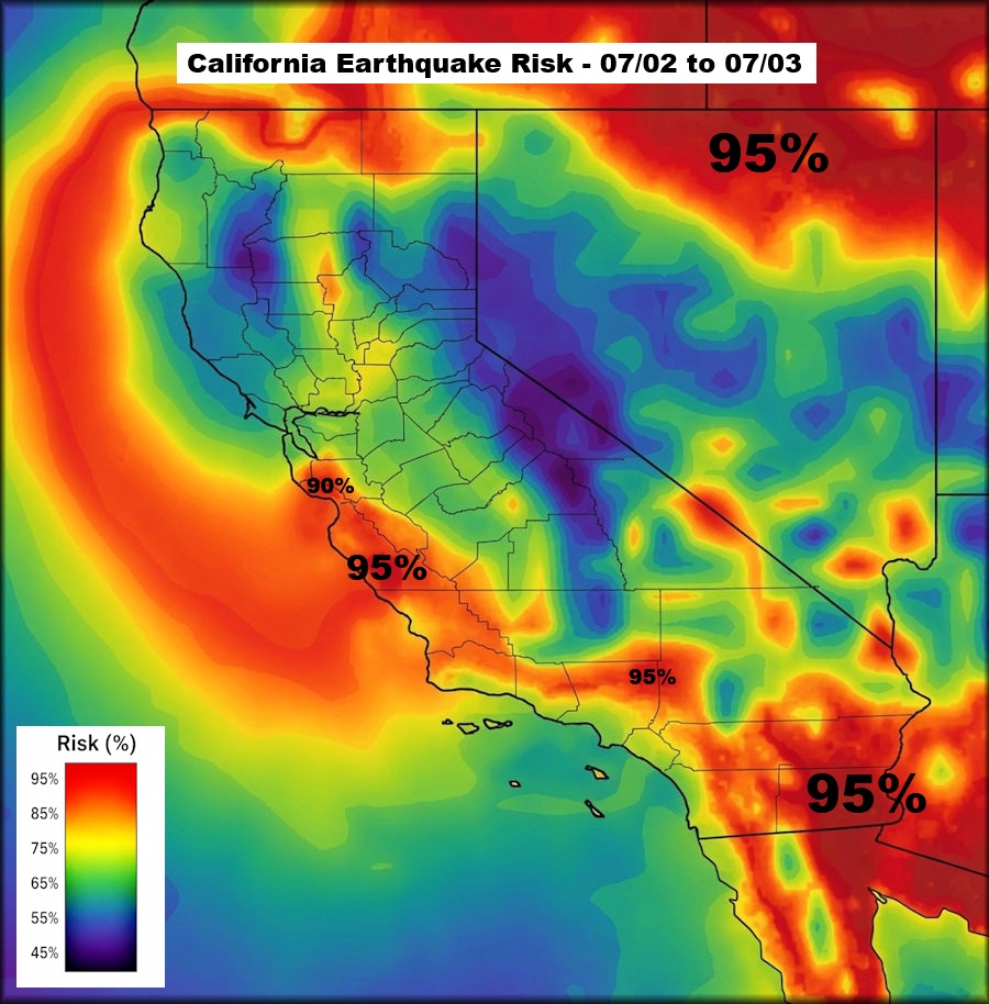 Quakeprediction's tweet photo. WARNING: Strong earthquake is likely in Southern California today. - 07/02/2026 https://t.co/IyGqUcO40D