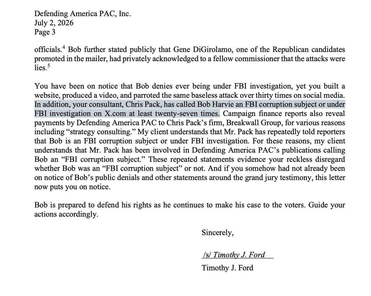 ChrisPack716's tweet photo. Hey FBI Corruption Subject* @Bobharvie_PA01 - 

If you're going to send me a cease and desist about calling you "FBI Corruption Subject* Bob Harvie", at least release the documents backing up your baseless assertions.  

Feckless coward.

https://t.co/cb6cemGYGA 

*29, and 30 https://t.co/M3HHGb2nFJ