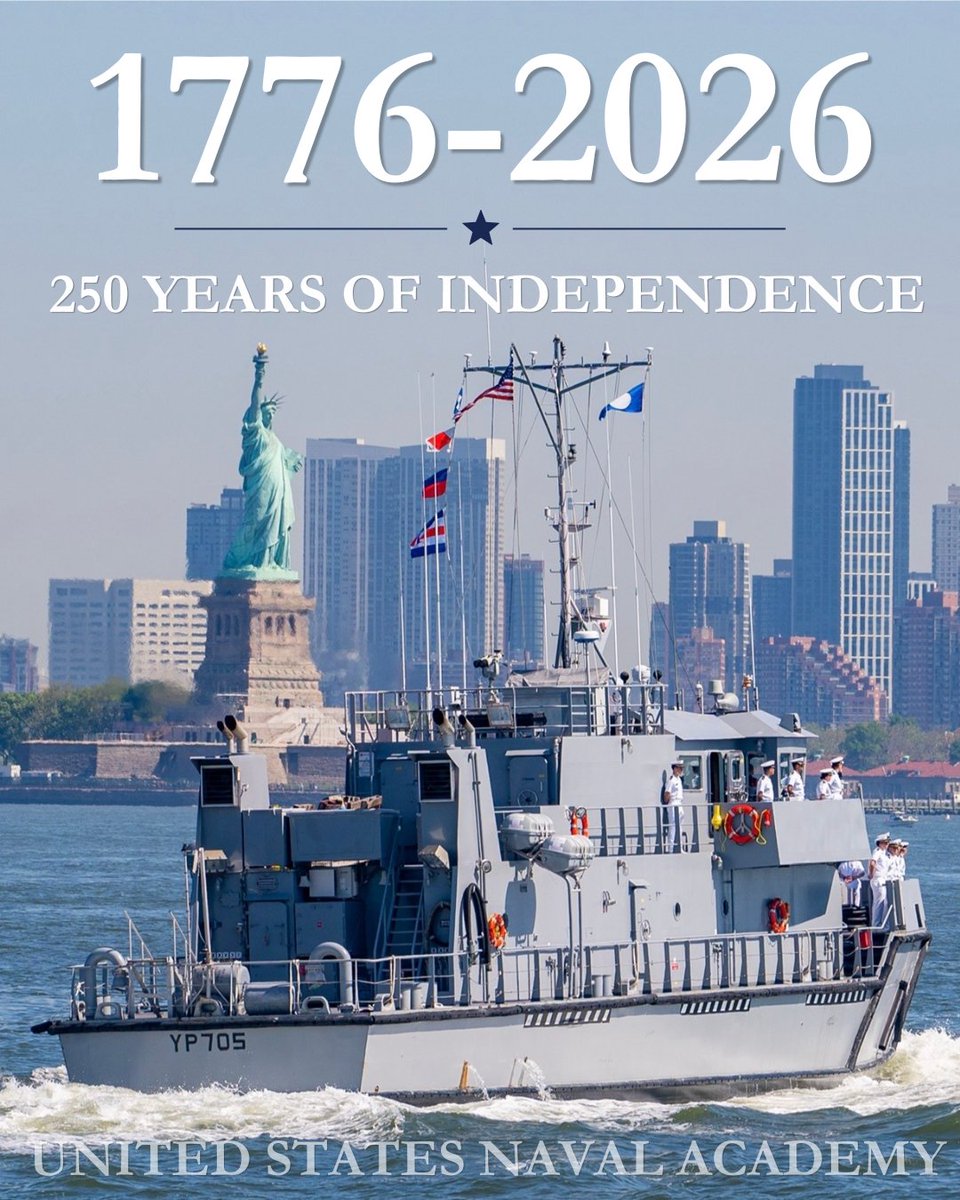 NavalAcademy's tweet photo. Happy 250th Birthday, America! 🇺🇸

Today, we celebrate the birth of our independence and honor the enduring ideals of freedom, courage, and service. We are grateful to all who answered the call to serve to defend the liberties we cherish.⚓️ https://t.co/pDKYtJlisP