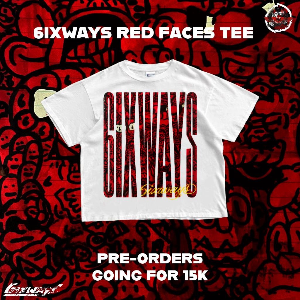 6ways_TTW's tweet photo. 6ixways ‘Red faces Tee’ is now available for pre order and going for 15k only!
Tap In!!! https://t.co/pvjjSWkThb
