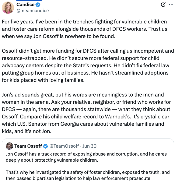 TeamOverhaulGA's tweet photo. Jon Ossoff has now been called out for claiming he "championed" a home loan bill for veterans that he didn't even vote for and taking credit for fixing Georgia's foster care system despite doing absolutely nothing. https://t.co/eULsIRaq4c