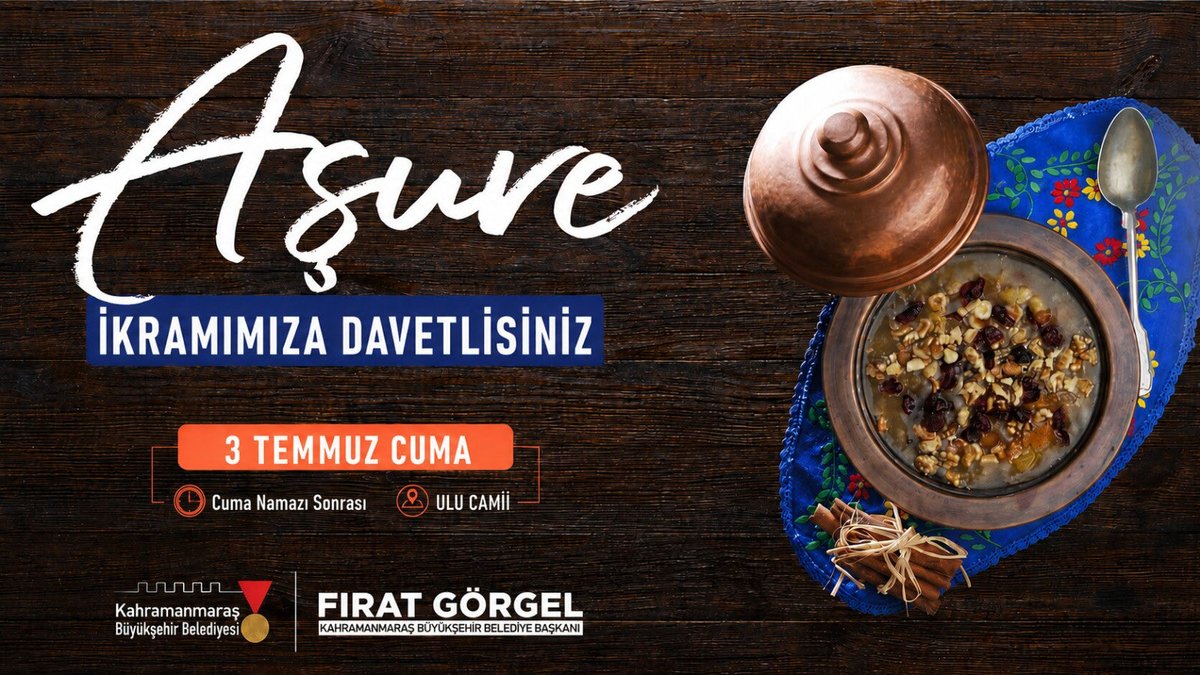 buyuksehirkm's tweet photo. Muharrem ayının bereketini ve paylaşmanın güzelliğini hep birlikte yaşayalım.

📅 3 Temmuz Cuma
🕛 Cuma Namazı Sonrası
📍 Ulu Camii

Aşure ikramımıza tüm hemşehrilerimiz davetlidir. https://t.co/hYKqsOH8ht