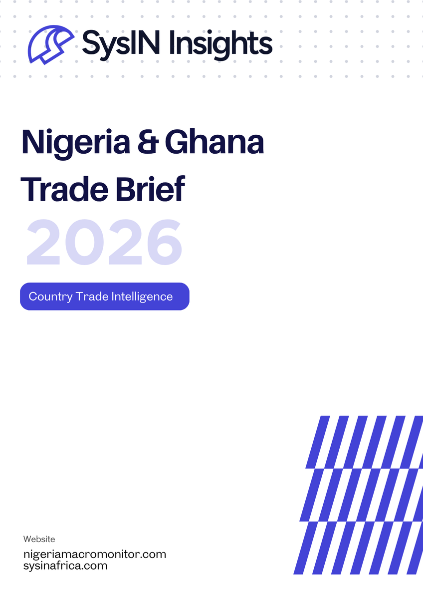 sysininsights's tweet photo. We just published our new brief in SysIN Insights' Country Trade Intelligence on Nigeria to Ghana trade flows.

The Nigeria-Ghana goods corridor is a positive-surplus corridor for Nigeria, but the review-period signal is weaker than the balance alone suggests. Total bilateral trade fell from $459.4m in 2021 to $192.1m in 2024, a 58.2% contraction driven mainly by a sustained decline in Nigerian exports to Ghana.

Nigeria's exports to Ghana declined from $381.3m in 2021 to $139.3m in 2024, while imports from Ghana moved from $78.1m to $52.8m after peaking at $116.1m in 2023. Nigeria therefore remained in surplus throughout the review period, but the surplus narrowed from $303.2m in 2021 to $46.1m in 2023 before recovering to $86.5m in 2024. The 2024 surplus recovery should not be misread as a stronger corridor. It reflected a sharper fall in Ghana-to-Nigeria imports than in Nigeria-to-Ghana exports. In underlying trade terms, 2024 was still the weakest year in the dataset, with the lowest bilateral trade value and a smaller Nigerian export base.

The export basket reset materially. In 2021, Nigeria's sales to Ghana were shaped by Aircraft and Spacecraft ($125.8m) and Mineral Fuels ($104.7m). By 2024, the corridor was led by Cocoa and Cocoa Preparations ($43.9m), followed by Tobacco ($10.3m), Plastics ($9.9m), Miscellaneous Edible Preparations ($9.4m), Glass ($9.3m),Ships and Floating Structures ($8.5m), Sugars and Confectioneries ($8.0m), Salt/Cement/Lime/Plaster ($7.6m), Electrical Machinery ($5.5m), and Soap/Cleaners ($4.6m).

Ghana's exports to Nigeria were narrower but more stable. Animal or Vegetable Fats and Oils, Cocoa Preparations and Cereal Preparations anchored the flow across most years. In 2024, the top four categories - Cocoa Preparations ($17.2m), Fats and Oils ($13.9m), Mineral Fuels ($9.2m), and Cereal Preparations ($5.2m) - accounted for most of Ghana's visible export basket to Nigeria.

The corridor is therefore best understood as a regional consumer, food-processing and light-industrial trade corridor, not an energy loop. Its next phase depends on whether Nigerian firms can rebuild repeatable exports in processed foods, packaging, plastics, glass, tobacco, confectionery, building inputs and electrical goods while Ghana sustains agri-processed exports into Nigeria.

Read the report online - https://t.co/sKxUficmGy

Visit or contact us - https://t.co/V0T2vgnNRx

Demo the Nigeria Macro Monitor - https://t.co/fWX64ykj7H

#Nigeria #Ghana #WestAfrica #TradeIntelligence #AfCFTA #SysINInsights #NigeriaMacroMonitor