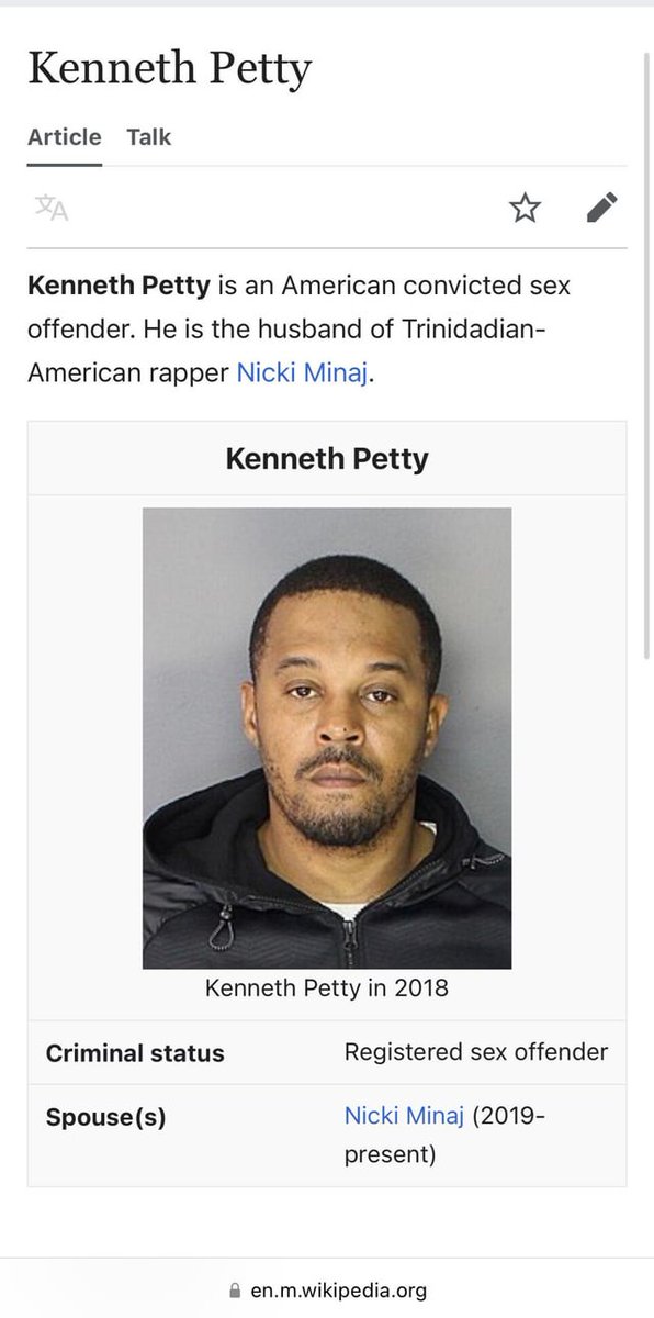 callmebabeheh's tweet photo. @YSLONIKA Nicki also married a level three rapist #kennethpetty #rapist a #hypocrite https://t.co/NhBW0zxPCv