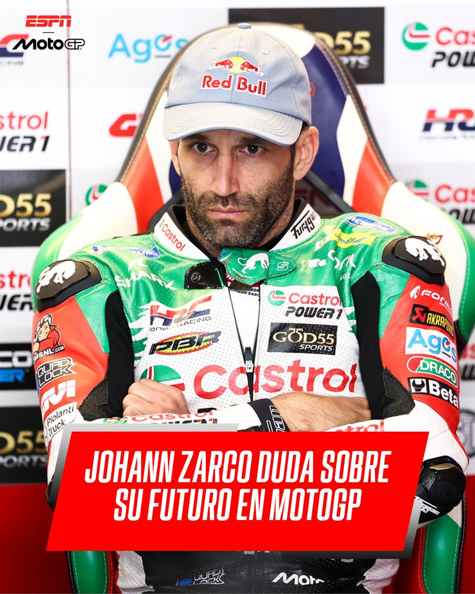 MotoGP_ESPN's tweet photo. Johann Zarco podría dejar de competir antes de tiempo y asumir el rol de piloto probador de Honda en 2027 dada su última lesión. Eso liberaría al francés de sobreexigir su cuerpo al máximo y además supondría una nueva moto disponible en medio del mercado de pilotos. ¿Qué pasará? https://t.co/emBKPJD8OM