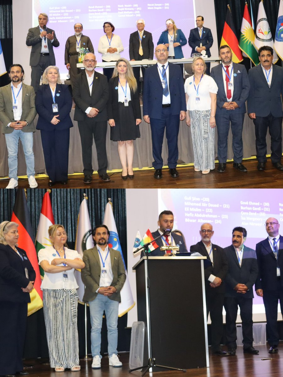 enstituyakurdi's tweet photo. Kongreya yekem ya Federasyona Zimanê Kurdî ya Navdewletî (IKLF) rêveberiya xwe ya nû hilbijart.

Di dengdanê de, ji her alîyê Kurdistanê du kes hatin hilbijartin.

Serokê Enstîtuya Kurdî ya Lozanê (IKL) Necat Zanyar dengên herî zêde wergirt (76) û tevlî rêveberiya federasyonê bû. https://t.co/RyrmeLwYB6