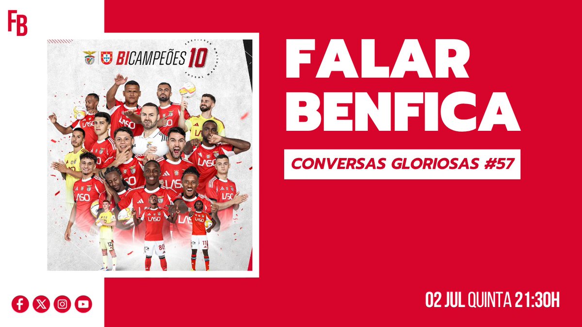 FalarBenfica's tweet photo. Hoje às 21h30, 57 º Conversas Gloriosas:

Agenda:
Resumo das ultimas 5 épocas do futebol e modalidades;

Com @if92_jm e @AnaCosta1904.

Viva o Incomparável, Viva o Sport Lisboa e Benfica! https://t.co/x3kHyuTKsr
