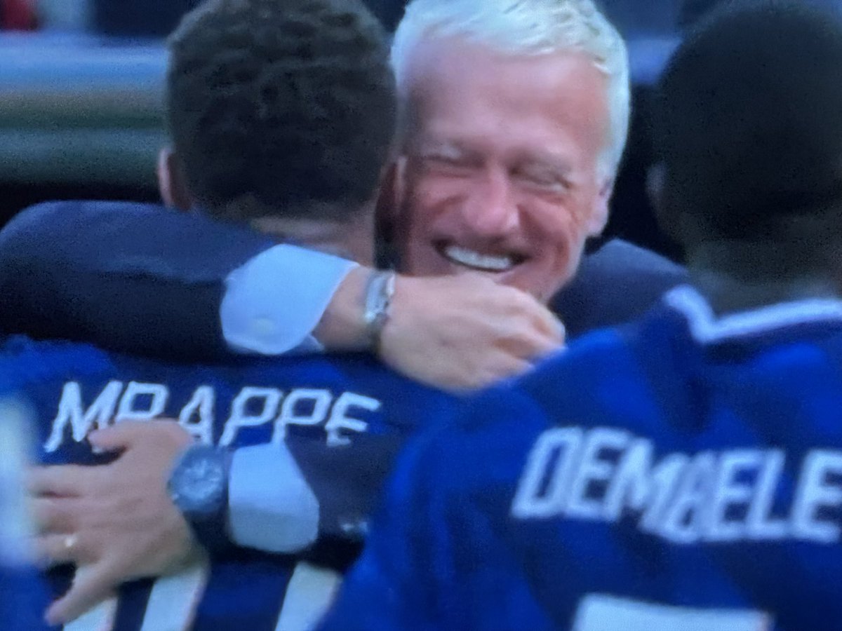 raymond_blanc's tweet photo. There are beautiful moments in football as they are in Life .
There are telling moments.These pictures are so compelling of an embrace   between Kylian MBappe   offering his goal to his manager Didier Deschamps who lost his mum a few days ago https://t.co/5r8jW8Jj64