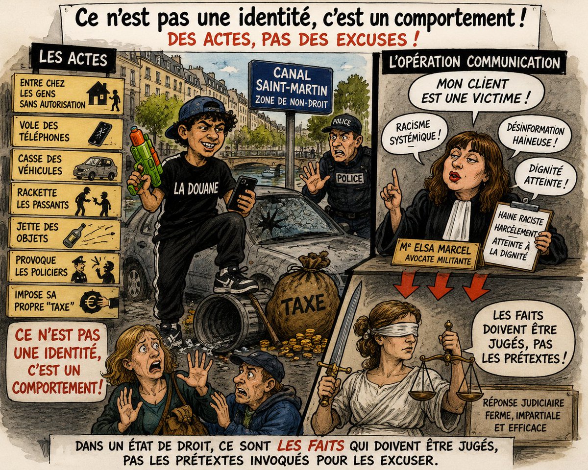 PNerval's tweet photo. Billet d'humeur par Pierre Nerval
Le harceleur… harcelé

Décidément, notre époque ne manque pas d'imagination.
Hier encore, Hamza, surnommé «la Douane», faisait parler de lui pour ses vidéos où il rackettait, intimidait, insultait, arrosait des passants, s'introduisait chez des particuliers, dégradait des biens et provoquait les forces de l'ordre avec une insolence devenue presque banale.
Aujourd'hui, changement de scénario.
Le voilà présenté comme... la victime.
Ses parents ont confié sa défense à une avocate connue pour ses engagements militants à gauche, laquelle dénonce désormais une prétendue campagne de haine raciste, un harcèlement insupportable et des atteintes à la dignité de son client.
Le monde à l'envers.
On en viendrait presque à oublier pourquoi ce garçon est devenu célèbre.
À les entendre, il ne serait plus question des habitants terrorisés, des commerçants excédés, des passants humiliés ou des riverains qui n'osaient plus traverser certains endroits.
Non.
Le véritable scandale serait désormais les commentaires publiés sur les réseaux sociaux.
On imagine volontiers la scène.
- «Maître, mon client rackettait les gens avec un pistolet à eau.»
- «Ce n'est pas du racket, c'est une construction sociale.»
- «Il insultait les passants.»
- «C'est une incompréhension culturelle.»
- «Il cassait, volait, menaçait...»
- «Vous voyez bien : il est victime du racisme systémique.»
Circulez, il n'y a plus rien à voir.
Au passage, si ce sont réellement ses parents qui ont mandaté un avocat, beaucoup découvriront avec soulagement qu'il a bien des parents. On aurait presque fini par en douter tant leur silence semblait assourdissant lorsque leur fils transformait un quartier en terrain de jeu pour petit caïd.
Et si, comme certains le supposent, l'avocate s'est elle-même empressée de prendre le dossier, l'opération est habile : une exposition médiatique nationale, une cause militante bien identifiée et un dossier qui garantit des plateaux de télévision.
...
Pendant ce temps, les véritables victimes, elles, continuent de compter les insultes, les intimidations, les dégradations et la peur quotidienne.
Le plus inquiétant n'est peut-être pas le comportement de ce garçon de treize ans.
Le plus inquiétant est cette mécanique désormais bien huilée qui consiste à déplacer systématiquement le débat.
On ne parle plus des actes.
On parle des réactions aux actes.
Le délinquant devient victime.
Les victimes deviennent suspectes.
Les citoyens qui dénoncent les faits deviennent les accusés.
Et l'on brandit immédiatement les accusations de racisme pour éviter de répondre à une question pourtant simple :
Pourquoi des habitants devraient-ils supporter qu'un quartier soit confisqué par une poignée de voyous ?
Non, qualifier un comportement de délinquant n'est pas du racisme.
...
Entrer chez une personne sans y être invité, voler un téléphone, dégrader des véhicules, racketter des passants, lancer des objets, provoquer les policiers ou imposer sa propre "taxe" n'est pas une identité. C'est un comportement.
Et un comportement se juge sur les actes, non sur l'origine de celui qui les commet. Il mérite une réponse judiciaire, pas une opération de communication.
Ce que les citoyens attendent. ce n'est pas une opération de communication ni des procès d'intention, mais une réponse judiciaire ferme, impartiale et efficace. Dans un État de droit, ce sont les faits qui doivent être jugés, pas les prétextes invoqués pour les excuser.
...
À force de transformer chaque auteur de violences en victime potentielle et chaque victime en coupable présumé, on finit par rendre la justice totalement illisible.
Puis les mêmes s'étonnent que les Français perdent confiance dans les institutions.
...
En réalité, ce dossier raconte moins l'histoire d'un adolescent que celle d'un système qui refuse obstinément de nommer les responsabilités lorsqu'elles dérangent son logiciel idéologique.

Et, une fois de plus, ce sont les honnêtes citoyens qui paient la facture.

Pierre Nerval