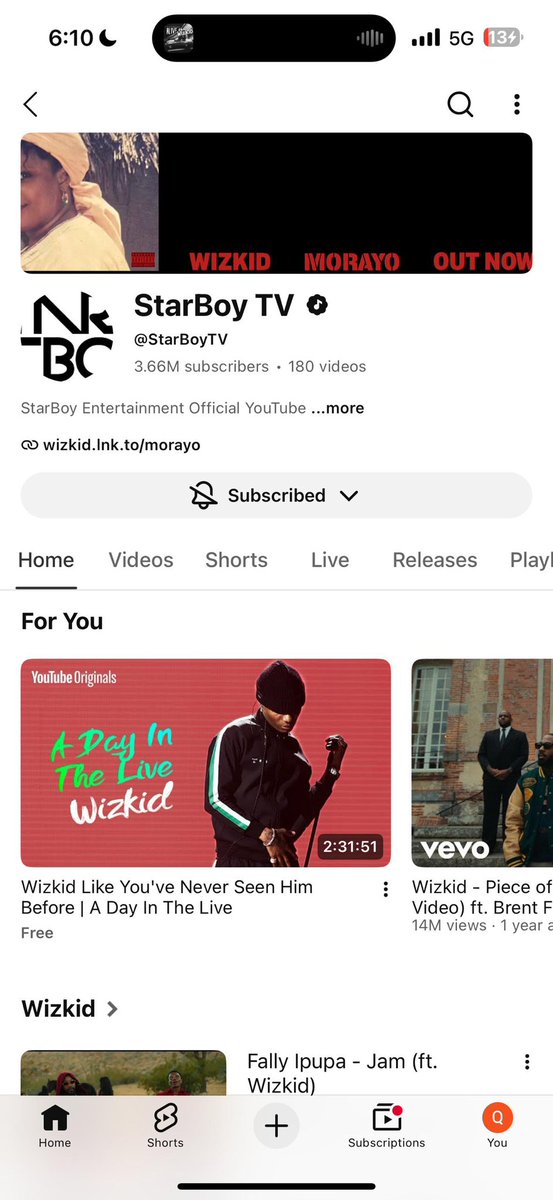 Autocra17's tweet photo. Y’all, I just saw a Starboy YouTube clone acc 😡😡😡 we should all report this YouTube account Fr. The person create another YouTube page like wiz own 

Na part of the id!ots wey dey make Wizkid views less be this oo 

Everybody should reshare so other FC can see🙏😭  @WizkidSource @Guccistarboi @Wuwaika90