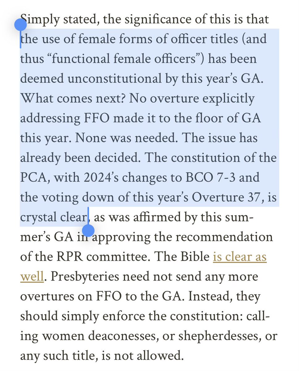 RFBWCF's tweet photo. Great work from @GPTSeminary and @DunsonMartha’s husband!  The #pcaga already has what it needs to deal with “deaconesses” and FFOs. 

https://t.co/kGEpxulYga https://t.co/VQiz1GF69F