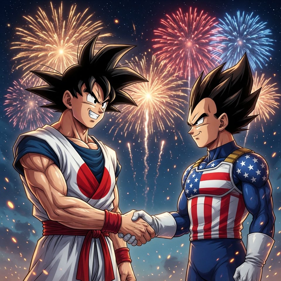 InfinitaleComic's tweet photo. @AFpost Japan and the USA are like Goku and Vegeta. Once enemies, now the greatest of allies. https://t.co/oa1v1F02ZP