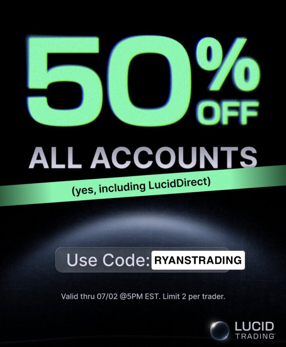RyansTrading_'s tweet photo. I am giving away a 50k Pro @TradingLucid account! 

To enter: 
- Must be following me
- Like and RT post 
- Tag 2 friends in the comments 

Use Code: RYANSTRADING to support! 
I stream live M-THU on Kick 🦩

Giveaway winner announced Saturday! https://t.co/d130NvFTrw