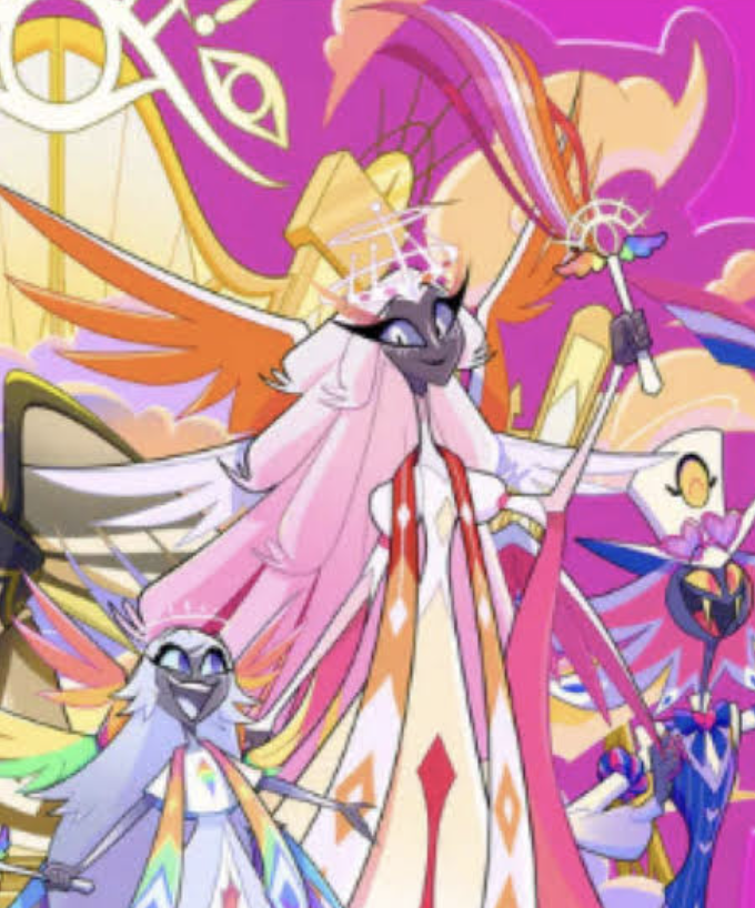 radioecho17's tweet photo. Quick reminder that in the Hellaverse, the literal QUEEN OF HEAVEN, one of the holiest beings in all of the universe, the one who helped create mankind, is a LESBIAN #Hazbin https://t.co/2xQiA7QsJX