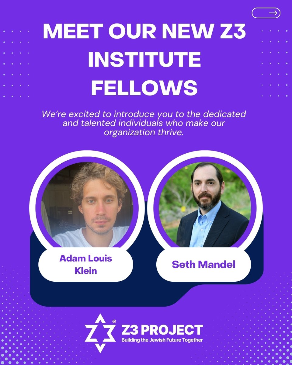 z3_project's tweet photo. We are pleased to welcome Adam Louis-Klein and Seth Mandel as the newest Fellows of the Z3 Institute.

Adam and Seth bring distinguished backgrounds in Jewish thought, public scholarship, journalism, and intellectual leadership. Their work explores some of the most important questions facing Jewish life today, including Jewish peoplehood, identity, antisemitism, Israel, and the evolving relationship between Israel and the Diaspora.

As the Z3 Institute continues to foster rigorous ideas and meaningful dialogue, we are excited for the perspectives, scholarship, and leadership they will contribute.

Please join us in welcoming Adam and Seth to the Z3 Institute.