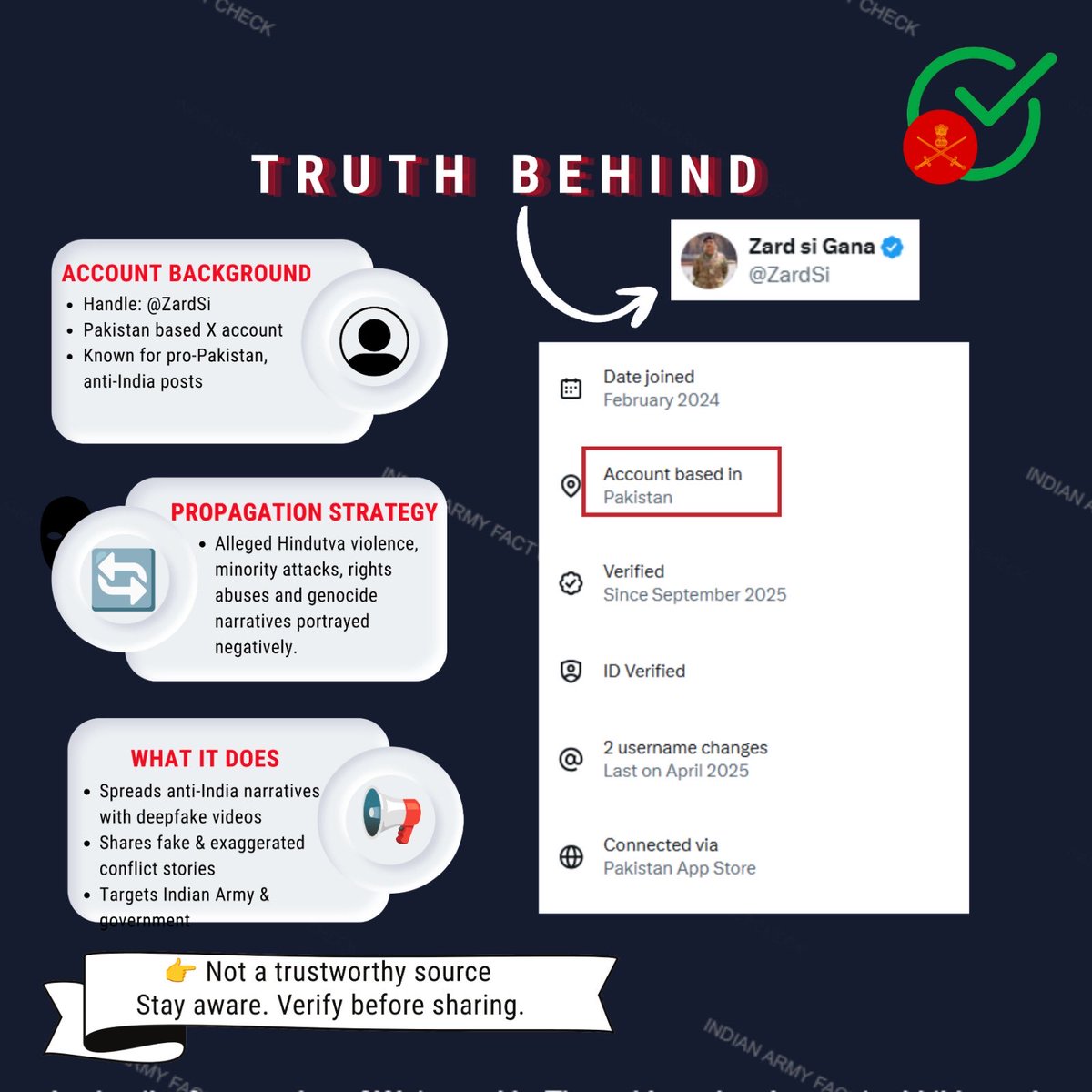MythbusterXX's tweet photo. 🚨 Filter the Fiction

❌ Pak based propaganda handles like @ZardSi are circulating sensational claims that “China has officially captured Indian territory in Arunachal Pradesh and Indian Army is hiding it in embarrassment.”

✅ Fact: Local groups in Taksing (Upper Subansiri) raised concerns over gradual Chinese activity and road-building in disputed border areas. Indian Army has categorically rejected these claims stating, “We have seen some media reports alleging recent encroachment by Chinese PLA and setting up of camps in Arunachal Pradesh. These reports are incorrect and without any basis.”

🔗 Link: https://t.co/nvF69lhfKt

🎯 Disinformation Pattern:  
Take border infrastructure activity or local grievances → sensationalise as “loss of territory” → trigger panic & anti-India narrative → amplify via emotional posts / videos → weaken public confidence in our forces.

⚠️ Always verify before sharing. Rely on official Indian Army statements and credible defence sources, not random X accounts with clear agendas.

#ArunachalPradesh  
#IndianArmy  
#FactCheck  
@adgpi
@easterncomd
@GoI_MeitY