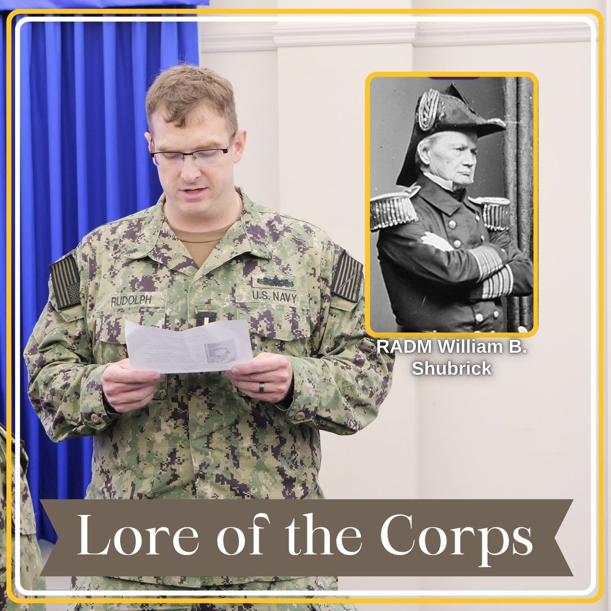 NSCSofficial's tweet photo. This week’s Lore of the Corps, presented by ENS Rudolph, highlights Rear Admiral Shubrick, whose career from 1819 to 1862 shaped early naval sustainment, material readiness and fleet support. His legacy reminds today’s Supply Corps that readiness depends on logistics. https://t.co/MaYwu87oua