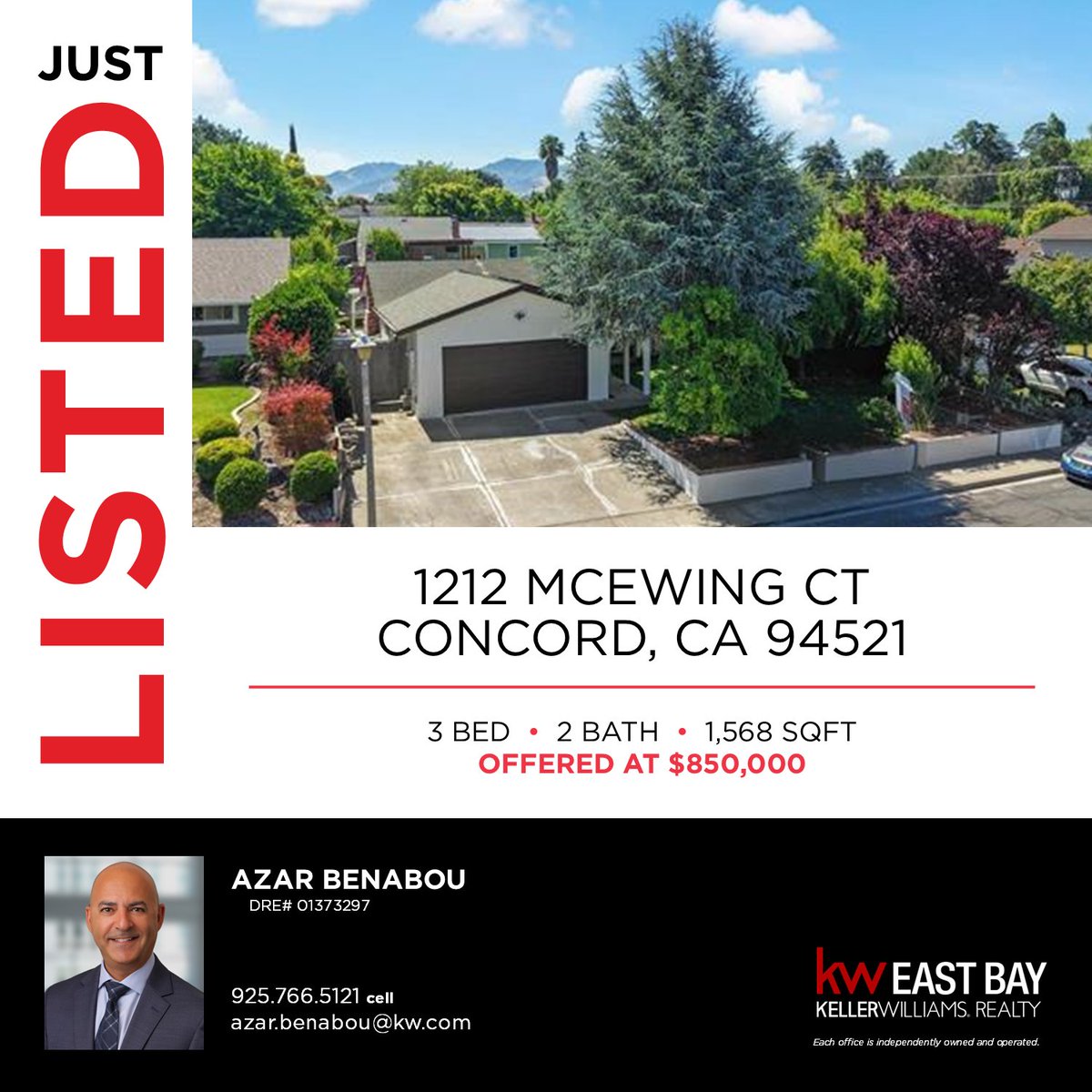 kweastbay's tweet photo. 1212 Mcewing Ct, Concord, CA 94521- Just Listed by Azar Benabou!

#kellerwilliams #bayarearealestate #bayarearealtor https://t.co/b7H29zJStF