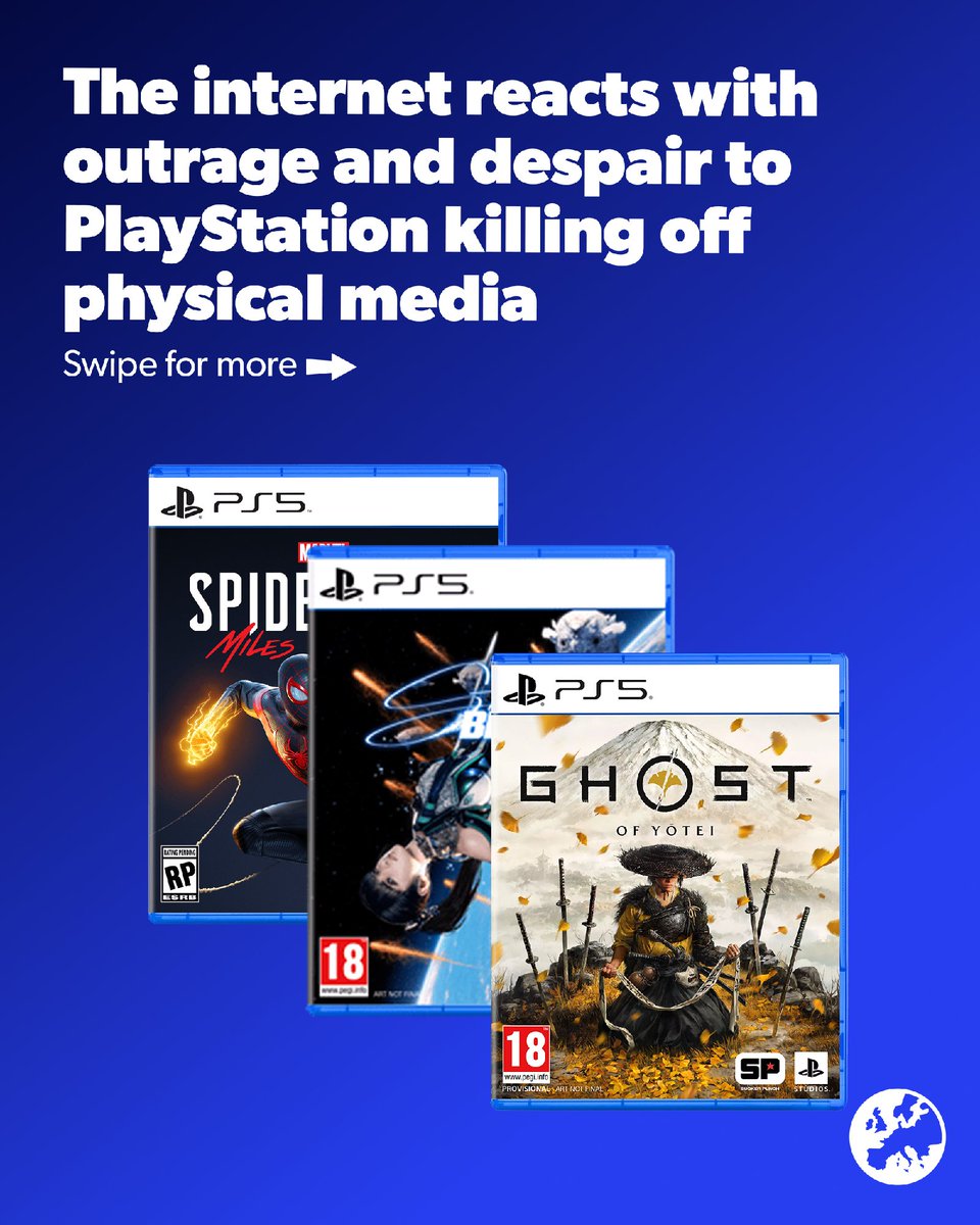 eurogamer's tweet photo. Sony announced that it will no longer produce discs for PlayStation games starting in January 2028, citing "consumer preferences" for the reason it's going all-in on digital. https://t.co/FAgpU00P3p https://t.co/eDvG0NoOV1