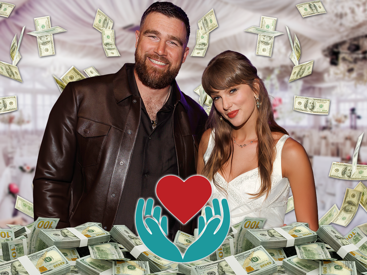 TMZ's tweet photo. 🫶 Taylor Swift and Travis Kelce donate $26 million to charities before wedding. https://t.co/fuBIaVvX9H https://t.co/jFUlSC4QUy