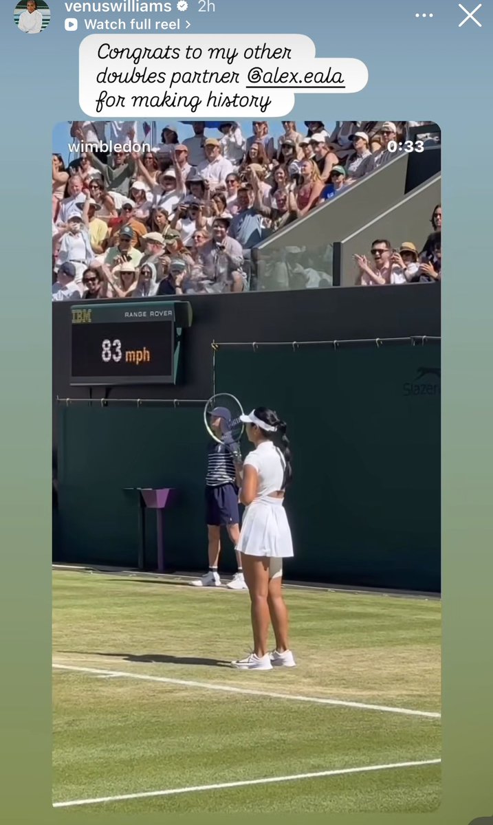 TheTennisLetter's tweet photo. Venus Williams congratulates Alex Eala on becoming the first Filipina in the Open Era to reach the 3rd Round of a Grand Slam at Wimbledon. 

“Congrats to my other doubles partner for making history”

One of the greats in her corner. ❤️ https://t.co/3zXXVh7YeQ