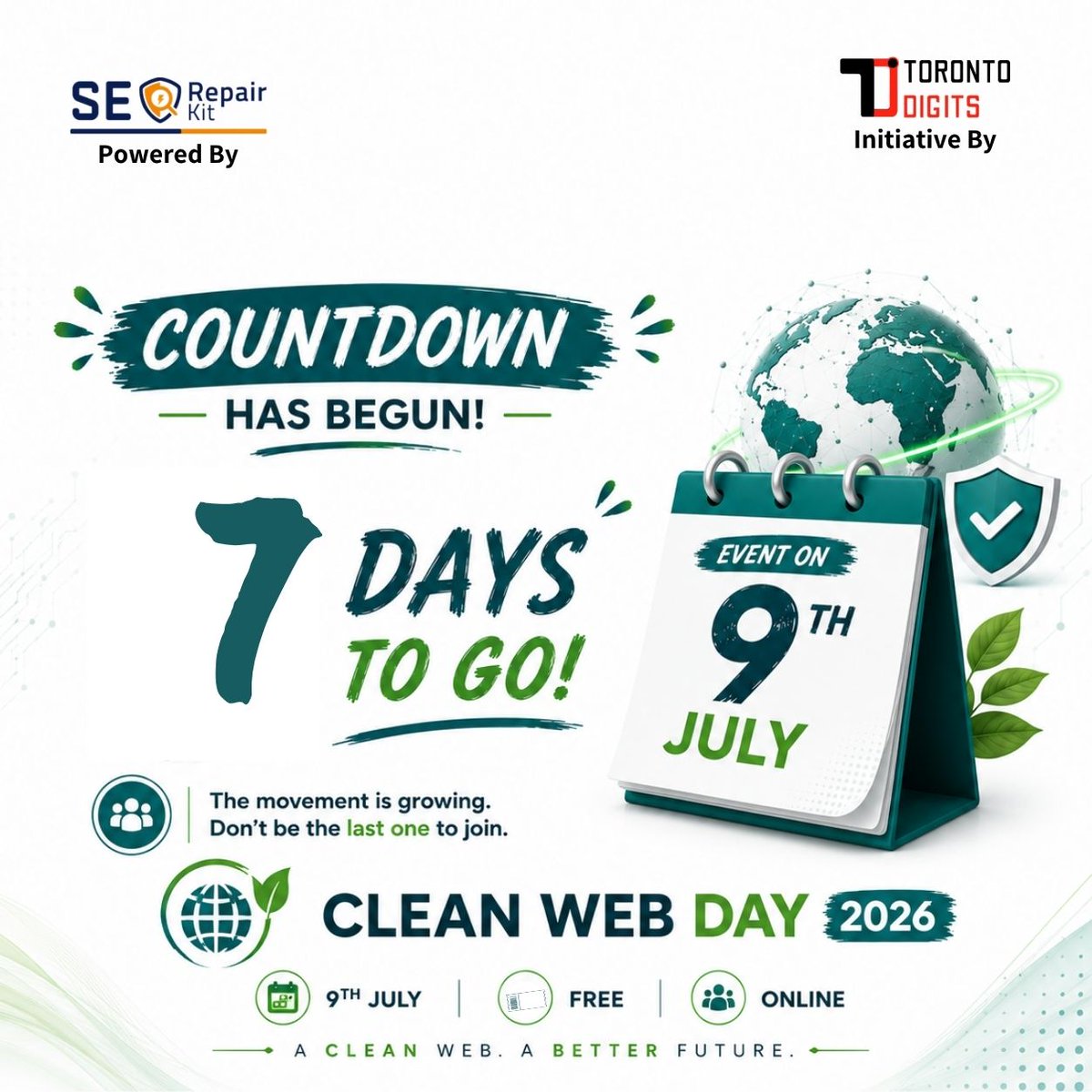 SEO_Repair_Kit's tweet photo. Clean Web Day is almost here — and we can't wait to bring together the folks working to make the internet safer, faster, and a little more human.

📅 9th July 2026

🌐 Free Online Event

Save your spot 👉 https://t.co/ykpR3Ve98j

#CleanWebDay #SEO #WebSafety #DigitalHygiene https://t.co/936tnHA3zA