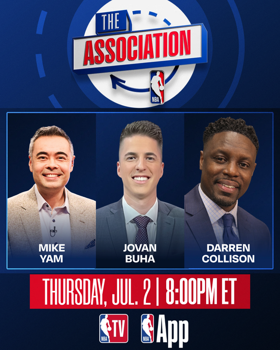 NBATV's tweet photo. Big offseason moves and NBA Summer League right around the corner! 🍿

Catch The Association TONIGHT at 8:00pm/et on NBA TV and the NBA App for a look at the latest roster changes, biggest headlines, and offseason developments from around the NBA with @Mike_Yam, @jovanbuha, and @Darren_Collison.

📺 https://t.co/KLvmr6ck2S