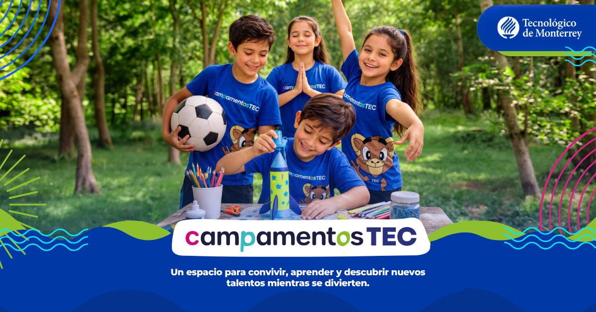 TecCampusAGS's tweet photo. ¡Este verano, la aventura y el aprendizaje van de la mano! ☀️🎨⚽  En nuestros campamentos de verano podrán desarrollar nuevas habilidades, explorar sus talentos y crear experiencias inolvidables mientras se divierten.  

Inscripciones disponibles en: https://t.co/4WymOYq3tO https://t.co/Y7haHleghm